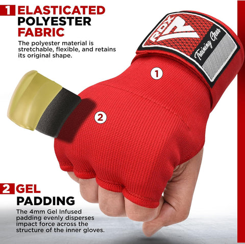 RDX Is Gel Padded Inner Gloves Hook & Loop Wrist Strap For Knuckle Protection