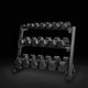 5 - 50lbs Virgin Rubber Dumbbell Set with Commercial 3-Tier Dumbbell Rack 40"