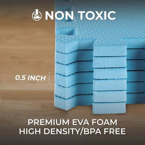 Sky Blue Heavy-Duty Interlocking Foam Mat