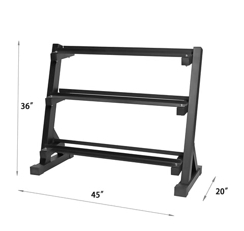 AmStaff TR007 3-Tier Commercial Dumbbell Rack Feature 40 Inch